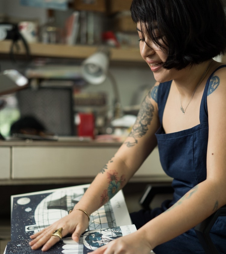 Photo of Wiji Lacsamana by Martin San Diego, Filipina woman, tattooed woman, southeast asian female