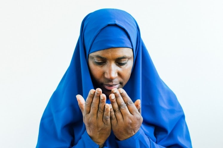 Close up of muslim woman in prayer
