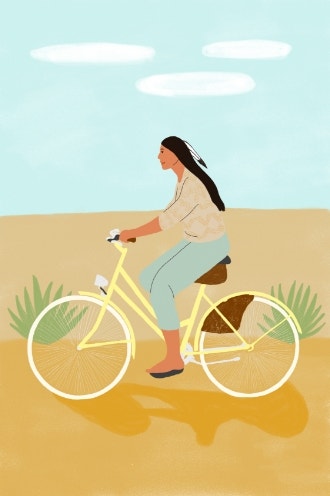 woman riding a bike