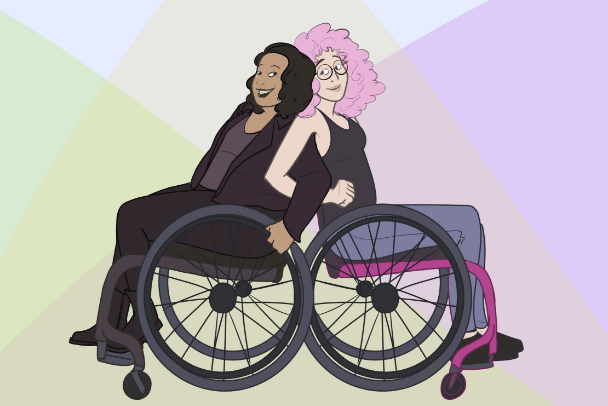 friends in a wheelchair