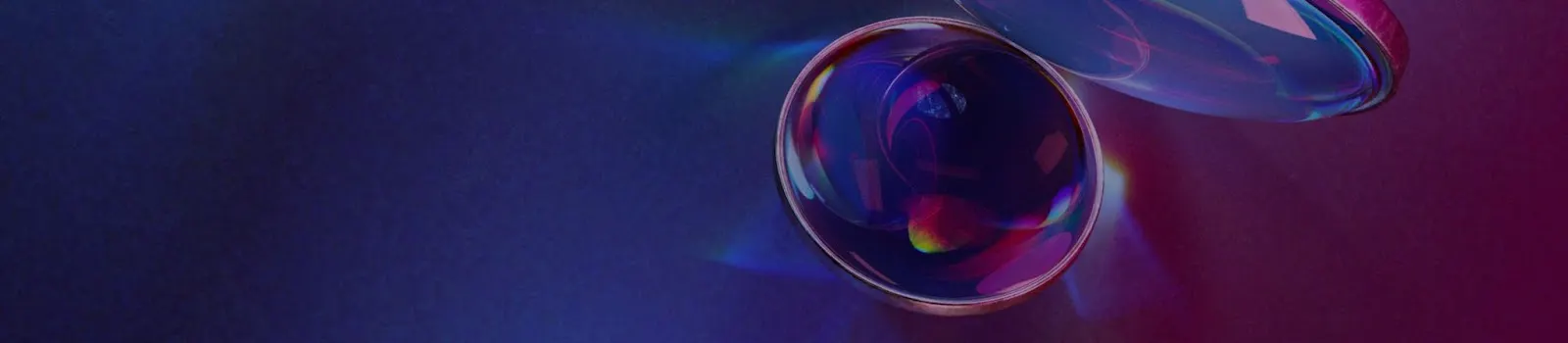 Digital art image of a bubble on a dark purple pink gradient background