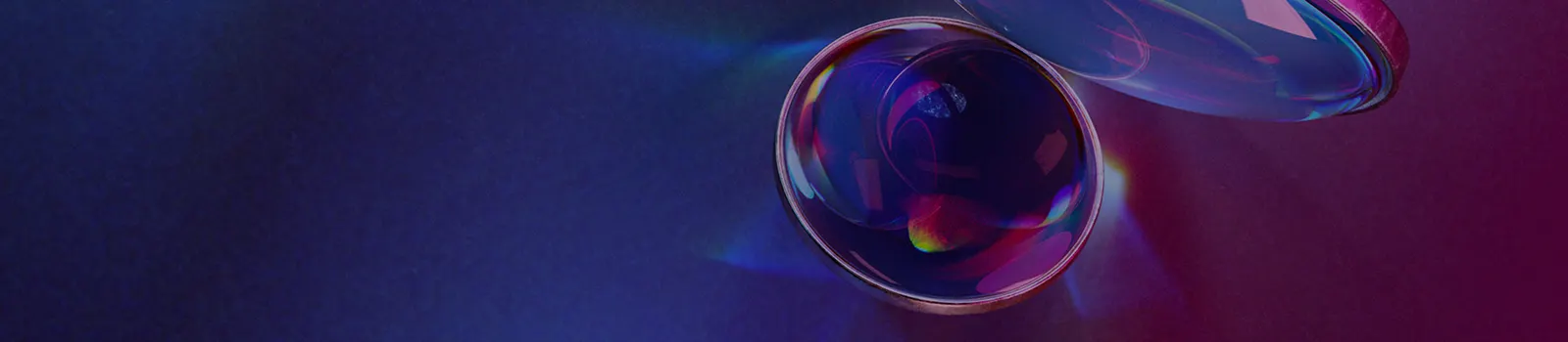 Digital art image of a bubble on a dark purple pink gradient background